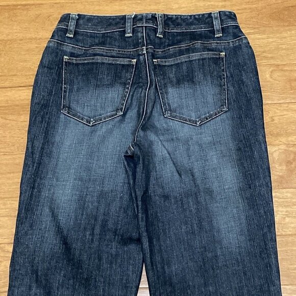 Vintage Talbots Womens Stretch Denim Blue Jean Capris Size 8 Cuffed Selvage Hem - Picture 15 of 15